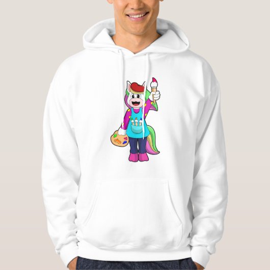 Einhorn als Maler Hoodie (Vorderseite)