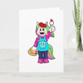 Einhorn als Maler Karte (Vorderseite)