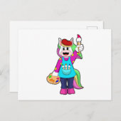 Einhorn als Maler Postkarte (Vorne/Hinten)