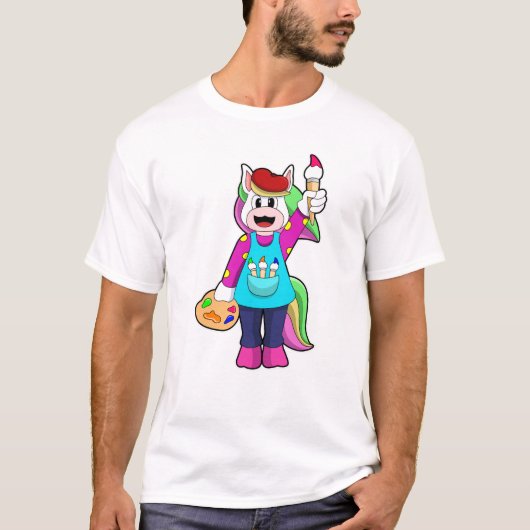 Einhorn als Maler T-Shirt (Vorderseite)