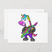 Einhorn als Musiker mit Gitarre Postkarte (Vorne/Hinten)