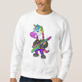 Einhorn als Musiker mit Gitarre Sweatshirt (Vorderseite)