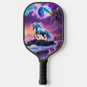 Einhorn am Fantasy Tropical Beach Pickleball Schläger (Rückseite)