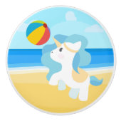 Einhorn am Strand Keramikknauf (Vorderseite)