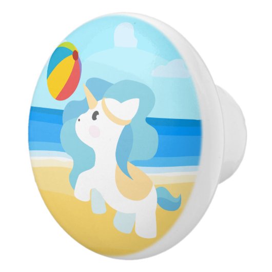 Einhorn am Strand Keramikknauf (Rechts)