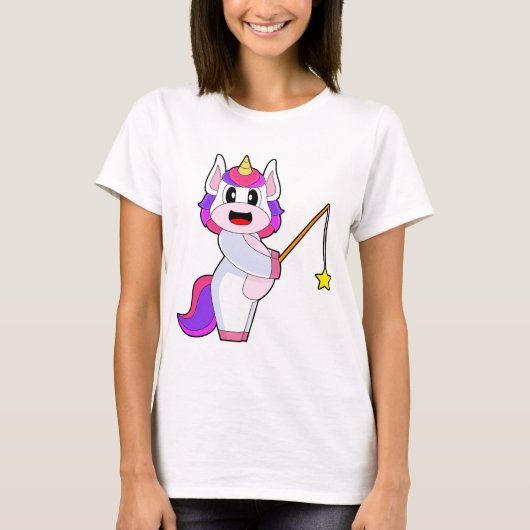 Einhorn Angelrute Angeln T-Shirt (Vorderseite)