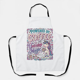 Einhorn, angetrieben von Kaffee und Einhorn-Magie- Schürze