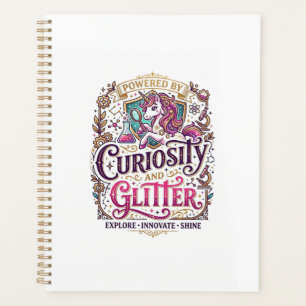 Einhorn, angetrieben von Neugier und Glitter Styli Planer
