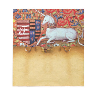 EINHORN ANTIKE BRAUNE PERGAMENT-MONOGRAMM NOTIZBLOCK