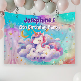 Einhorn aqua lila individuelle Geburtstag Banner