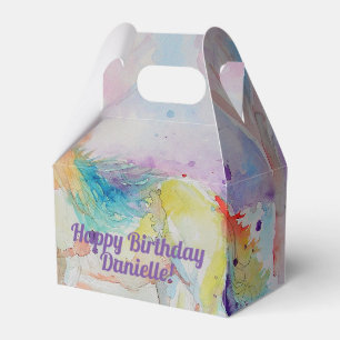 Einhorn-Aquarell-Mädchen-Geburtstagstorte-Geschenk Geschenkschachtel