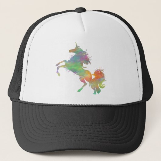 Einhorn-Aquarell Truckerkappe (Vorderseite)