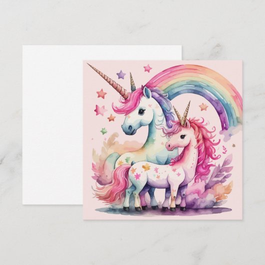 Einhorn-Aquarellkarte (Vorne/Hinten)