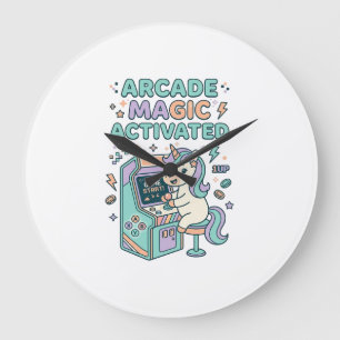 Einhorn-Arcade-Magie-aktiviertes-trendiges-Produkt Große Wanduhr