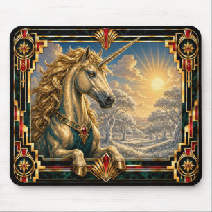 Einhorn, Art Deco Mythisch Mousepad