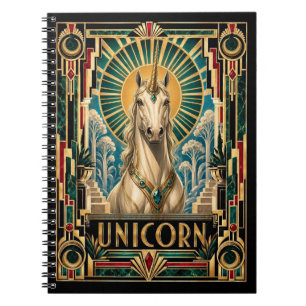 Einhorn, Art Deco Mythisch Notizblock