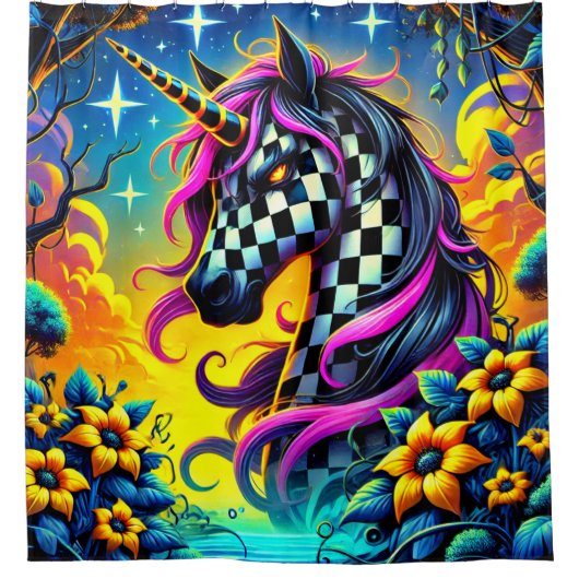 Einhorn Art Duschvorhang (Vorderseite)