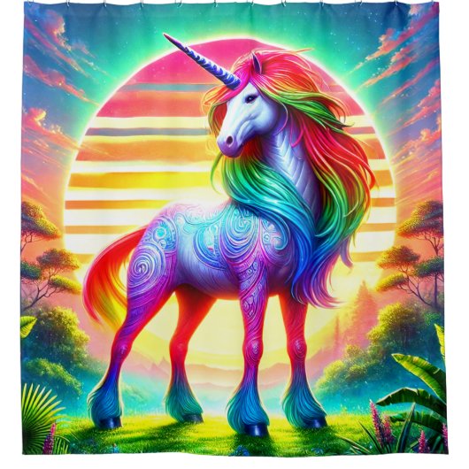 Einhorn Art Duschvorhang (Vorderseite)