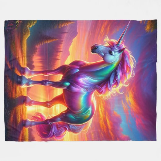 Einhorn Art Fleecedecke (Vorderseite (Horizontal))