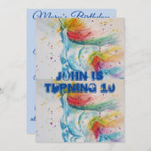 Einhorn Art Watercolor Boys Einladung zum Geburtst (Vorne/Hinten)