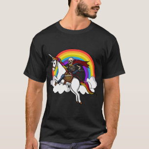 Einhorn auf dem ein Skelett reitet T-Shirt