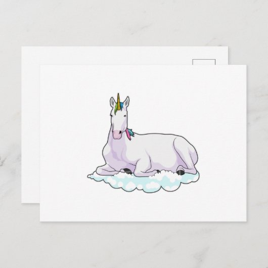 Einhorn auf der Cloud Postkarte (Vorne/Hinten)