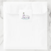 Einhorn auf der Cloud Quadratischer Aufkleber (Tasche)