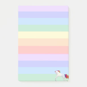 Einhorn auf Pastell-Regenbogen gestreift Post-it Klebezettel