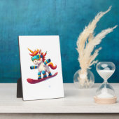 Einhorn auf Schneebrett - Lustiger Ski- und Winter Fotoplatte (Seite)