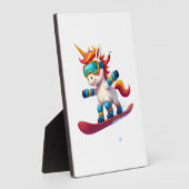 Einhorn auf Schneebrett - Lustiger Ski- und Winter Fotoplatte (Seite)