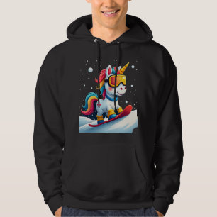 Einhorn auf Schneebrett - Lustiger Ski- und Winter Hoodie