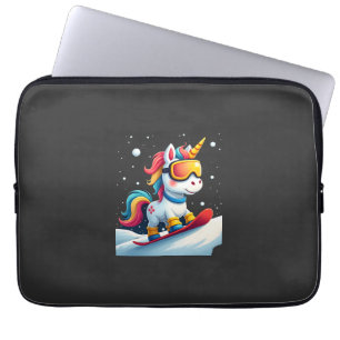 Einhorn auf Schneebrett - Lustiger Ski- und Winter Laptopschutzhülle