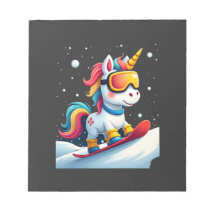 Einhorn auf Schneebrett - Lustiger Ski- und Winter Notizblock