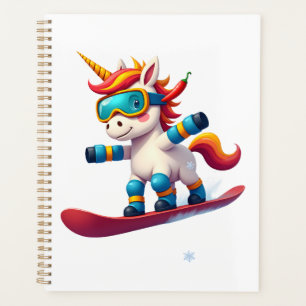 Einhorn auf Schneebrett - Lustiger Ski- und Winter Planer