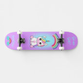 Einhorn auf Skateboard mit personalisierten Bildun (Horizontal)
