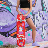 Einhorn auf Skateboard mit personalisierten Bildun