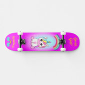 Einhorn auf Skateboard mit personalisierten Bildun (Horizontal)