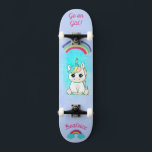 Einhorn auf Skateboard mit personalisierten Bildun<br><div class="desc">Unicorn auf Skateboard mit personalisierten Bildunterschriften Unicorn Personalisiert Skateboard KLICKEN Sie auf PERSONALISIEREN TEMPLATE OPTION UND geben Sie den Namen. Cooles Skateboard in lebhaften Farben und für den Hintergrund und ein funky Einhorn auf einem Skateboard. Dieses Skateboard ist eine tolle Geschenkidee für einen Einhornliebhaber.</div>