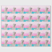 Einhorn auf Strand-Packpapier Geschenkpapier (Flach)