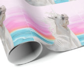 Einhorn auf Strand-Packpapier Geschenkpapier (Rolleneckpunkt)