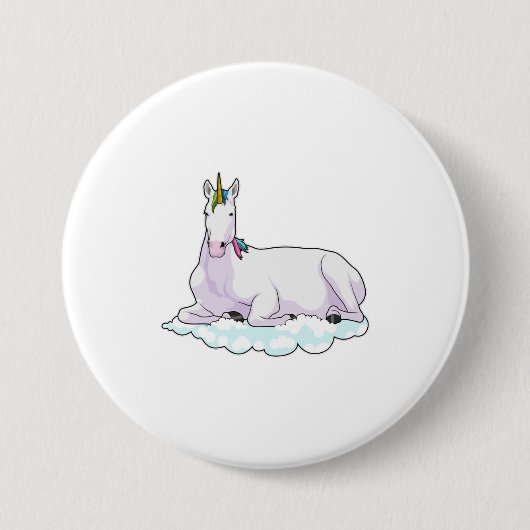 Einhorn auf Wolke Button (Vorderseite)