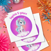 Einhorn auf Wolke mit rosa, lebhaftem Himmel Serviette