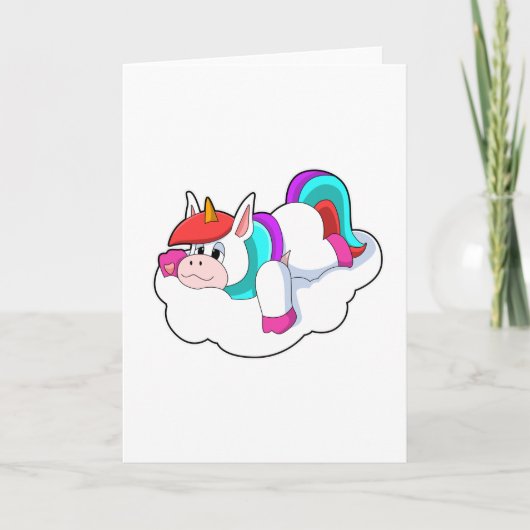 Einhorn auf Wolken Karte (Vorderseite)