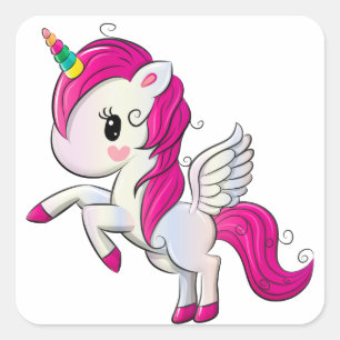 Einhorn-Aufkleber - Partygeschenke Quadratischer Aufkleber