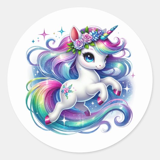 Einhorn-Aufkleber Runder Aufkleber (Vorderseite)