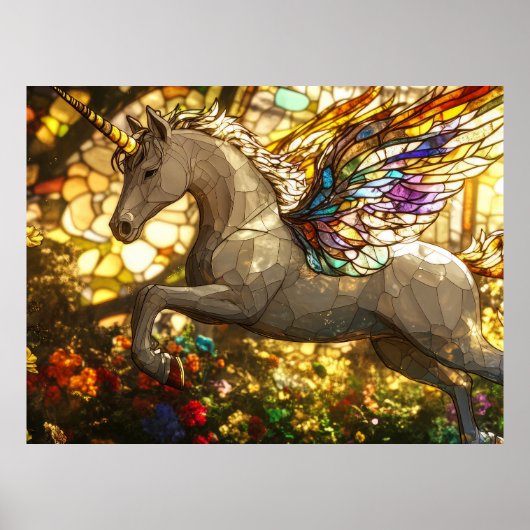 Einhorn aus festgestelltem Glas Poster (Vorne)