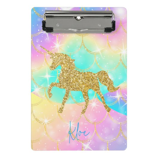 Einhorn aus rosa Gold Mini Klemmbrett (Vorderseite)