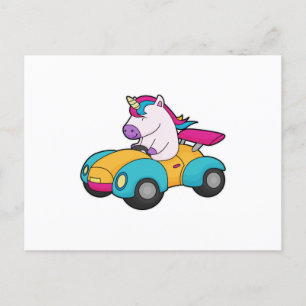 Einhorn Auto Postkarte