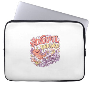 Einhorn Axolotl Einhorn Splash Whimsical Weiß Bac Laptopschutzhülle