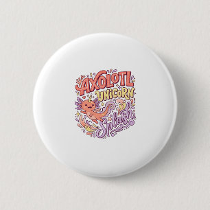Einhorn Axolotl Einhorn Splash Whimsical Weiß Rück Button